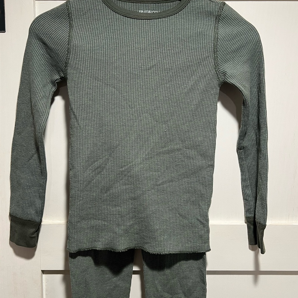 Fruit of the Loom Kids Olive Long Sleeve Thermal Top and Pants